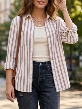Madewell Flannel Sunday Shirt utility Creeland Stripe pockets button up XS